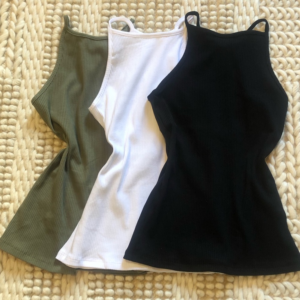 New Olive Green Ribbed Racer Back Top - Picture 5 of 5